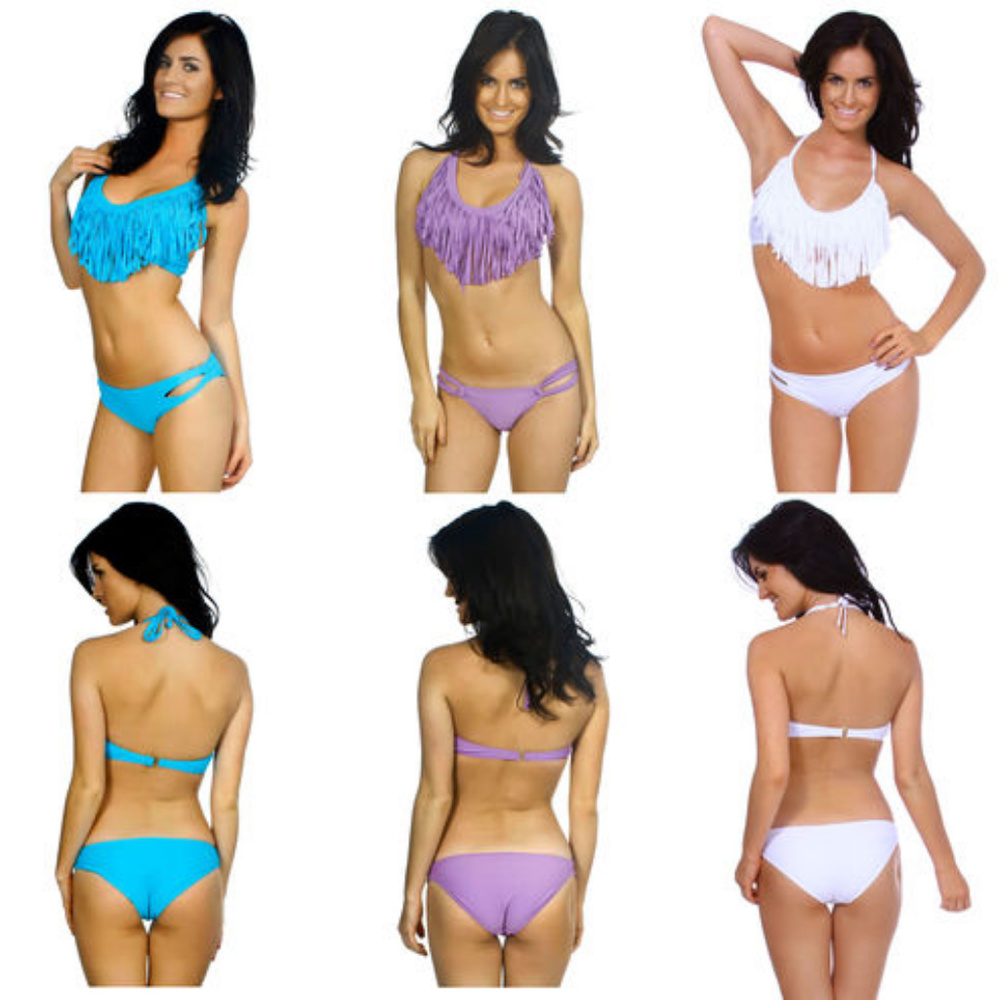 Women's Padded Summertime Fringe 2 Pc Bikini (purple)